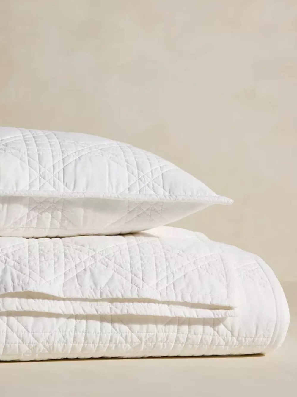 Serena & Lily 100% Cotton Lattice Quilt in White - Full/Queen